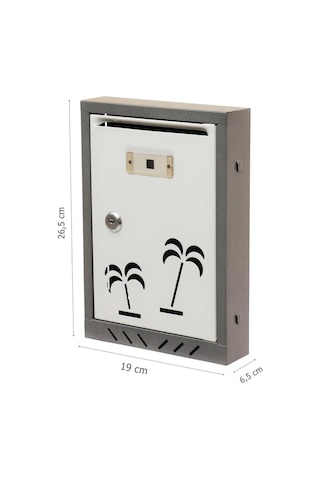 Posta Kutusu Akşan Marka Palmiye Desenli Metal Beyaz-Gri (200118191)