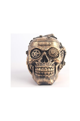 Homyl İnsan Kafatası Heykeli Oyma İskelet Kafa Kemik Heykelcik 10x15x10.5cm