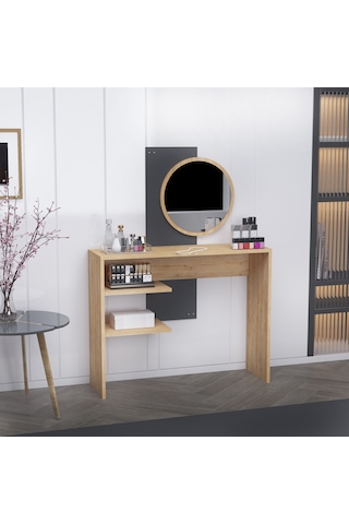 Dali Modern Dekoratif Aynalı Makyaj Masası Safirmeşe Antrasit
