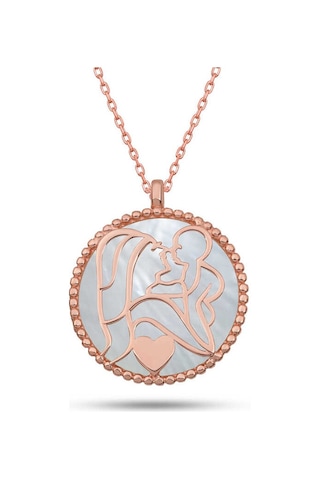 Gümüş Fosforlu Rose Anne Çocuk Sevgisi Kadın Kolye Rose Gold