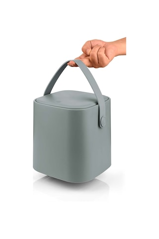 Tutma Saplı İç Kovalı Tezgah Üst Mutfak ve Banyo Çöp Kovası 4 Lt - Gri