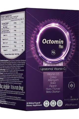 Octomin Plus Lipozomal Vitamin C Beta Glukan Kara Mürver Vitamin 30 Kapsül