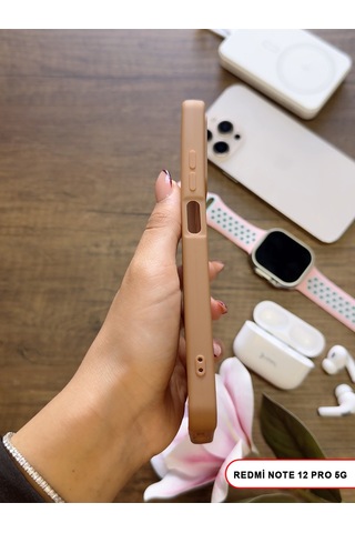 Redmi Note 12 Pro 5g Uyumlu Kamera Korumalı Darbeye Dayanıklı Renk Atmayan Keep Silikon Kılıf Kahverengi