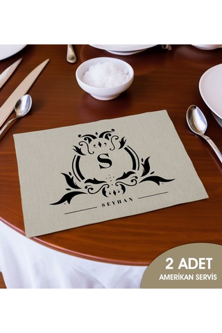 Bk Gift Kişiye Özel İsimli 2 Li Keten Amerikan Servis Seti-6, Ev Hediyesi,baskılı Servis Bezi, Mutfak Dekoru Bitmeyencom33197 Bk Gift