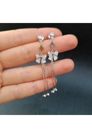 925 Ayar Sallanır Tasarımlı Kelebek Model Kadın Gümüş Küpe -sade Ve Şık Gümüş