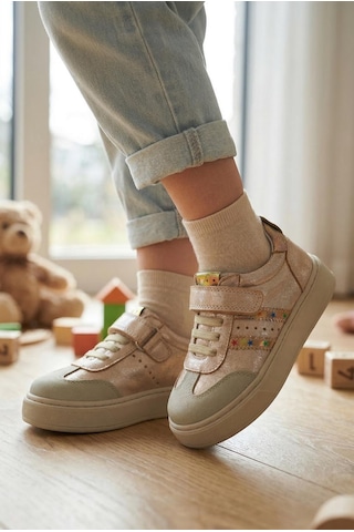 Tuğba Ortopedi 279 Çocuk Okul Öncesi Deri Sneaker Pudra