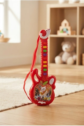 Minik Müzisyenler İçin Işıklı Ritim Ve Melodi Bir Arada Eğitici Ve Eğlenceli Oyuncak Gitar
