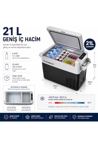 Dometic Cff20 Kompresörlü Araç Buzdolabı 21l 220v Ac / 12-24v Dc