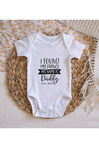 Bitmeyenkartus Bk Kids Isimli His Name Is Daddy Tasarımlı Bebek Body Zıbın - Mod Beyaz