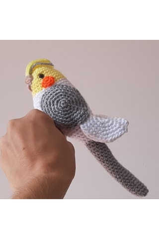 Amigurumi Oyuncak Kuş Gri Beyaz Sultan Papağan