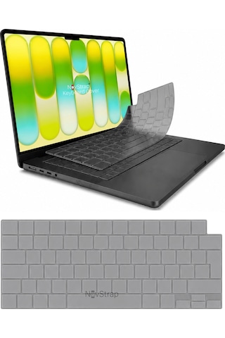 Novstrap Apple Macbook Neo 13 İnç A18 Çip A3404 İle Uyumlu Türkçe Q Gri Füme Silikon Klavye Koruyucu Kılıf
