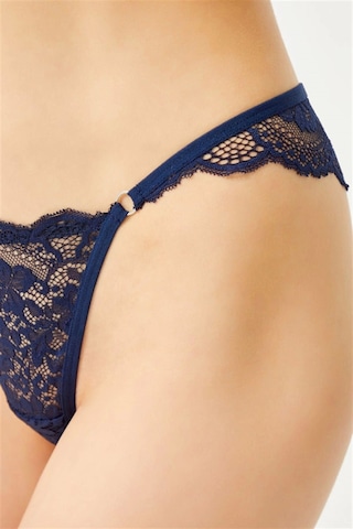 Cottonhill Dantelli Ve Halka Detaylı Kadın Brezilya Külot-lacivert Lacivert
