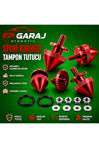 Üniversal Bütün Araçlara Uyumlu Sivri Kırmızı Tampon Tutucu Sportif Ve Güçlü Görünüm