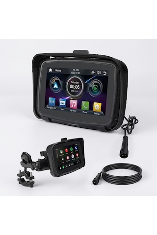 Su Geçirmez 5 İnç Güneşlikli Ips Dokunmatik Ekranlı Taşınabilir Kablosuz Carplay Android Auto Gps Motosiklet
