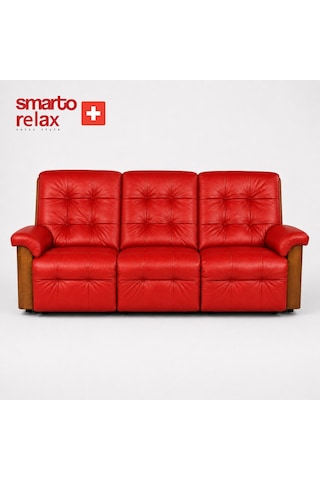 Smarto Relax Berlin 3 Lü Orta Konsollu Bardaklıklı Yatar Ayak Uzatmalı Ergonomik Deri Sinema Tv Koltuğu Kırmızı
