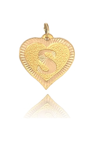 0.25 Gram 14 Ayar S Harfi Kalp Kolye Ucu