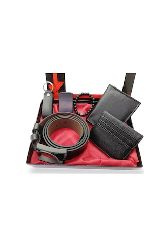 Ayleen Ayz Kişiye Özel Erkek Cüzdan Kartlık Çakmak Kemer Set Siyah
