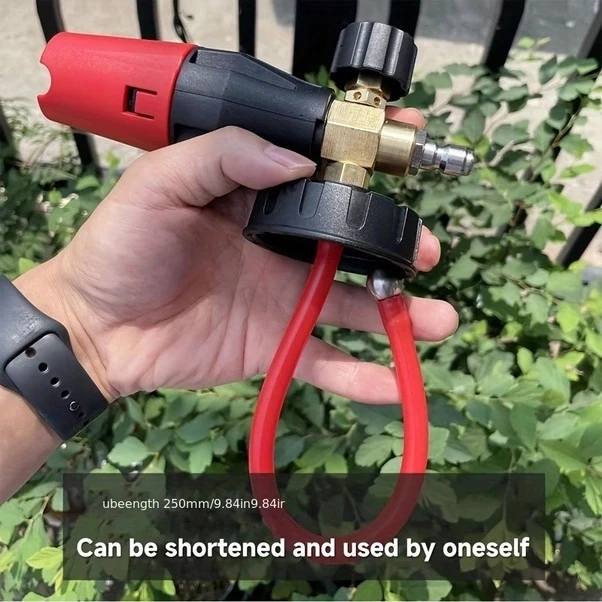 Trendooze Turcoshop11 Koyu Mavi Ayarlanabilir Köpük Tabancası Hortumu, Paslanmaz Çelik Filtre Topu, 24.5cm