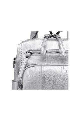 Yıkama Deri Sırt Askılı Kadın Çantası 21k Barcelona 1915 Platin