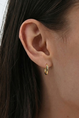 925 Ayar Gümüş Küpe Altın Kaplama Oval Halka Küpe - U Model-halka Tasarım Barcode Altın