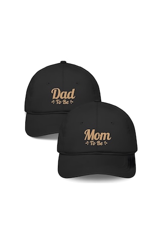 Caxis Dad & Mom 2'li Şapka Beyzbol Kep Set Cırtlı Universal Sapka Siyah