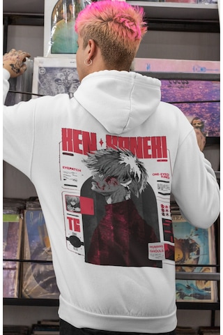Sevbano Ken Kaneki Tokyo Ghoul Anime Sırt Baskılı Unisex Oversize Penye H beyaz