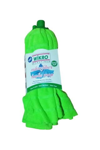 1 Adet Mop 1 Adet Ahşap Sapı İle Takım Mikrofiber Mop Paspas Yeşil