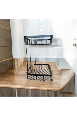 İsaoğlu Yapı Siyah Şampuanlık Pirinç Malzeme Banyo Köşelik Paslanmaz Mat Siyah Siyah