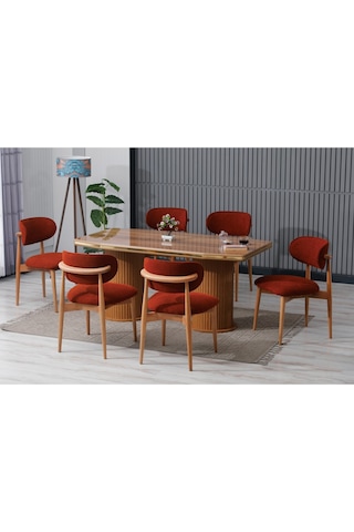 Dior Bohem Masa Sandalye Takımı Mutfak Salon Ofis Takımı Yemek Odası Takımı: Bordo