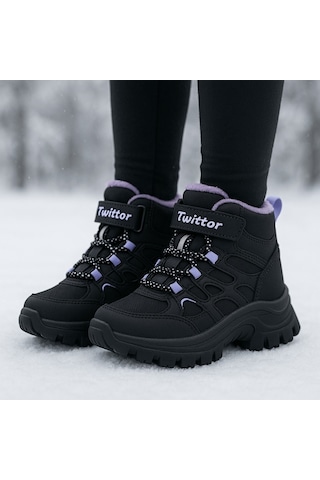 Mini Bonito Unisex Rahat Anatomik Taban Cırtlı Erkek Kız Çocuk Botu Siyah