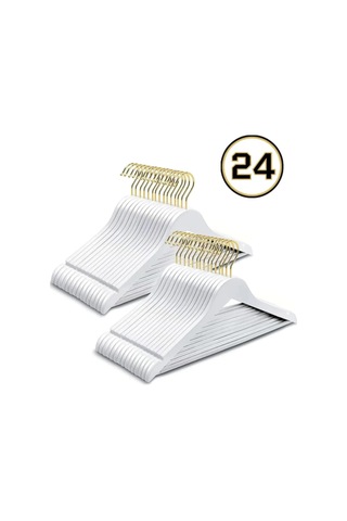 24 Adet Beyaz Gold Kancalı Plastik Elbise Askı Diğer