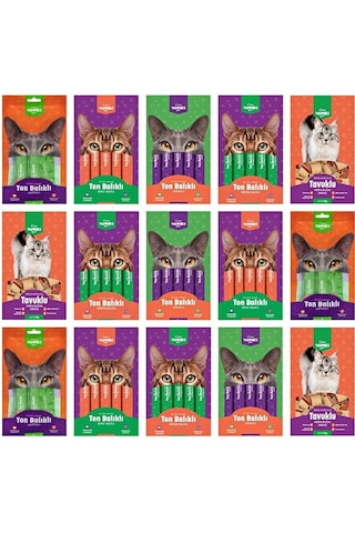 Kiwi Yammies Karışık Sıvı Kedi Ödül Maması 15 Paket