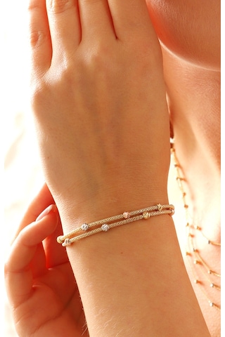 Moom Mücevherat 14 Ayar Altın Dorika Toplu Altın Bileklik Popcorn Renkli Toplar İki Sıra Çok Renkli