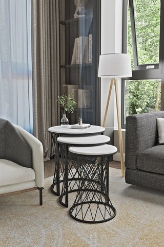 Emga Home Zenith Zigon Sehpa - Beyaz Beyaz