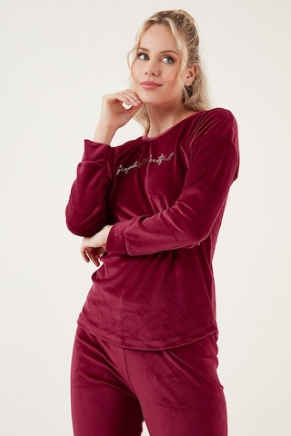 Lela Regular Fit Yumuşak Dokulu Kadife Bayan Pijama Takımı 6094200W4 Bordo