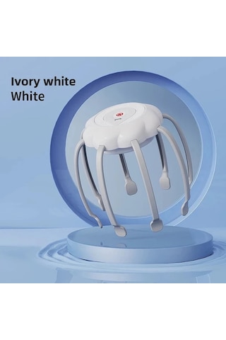 Elmpaly Beyaz Usb Şarjlı 3 Ayarlı Ahtapot Tipi Kafa Masaj Aleti Beyaz