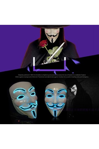 Wezone "led Işık Maskesi - 4 Modlu Renkli Parti Ve Korku Aksesuarı" Mavi