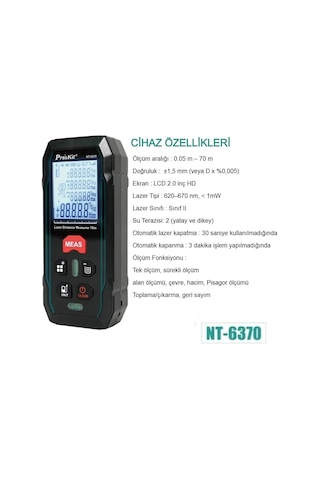 Proskit Nt-6370 Lazer Mesafe Ölçer Lazermetre