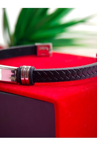 Çelik Derili Bileklik Kişiye Özel İsimli Paslanmaz Derili Çelik İsimli Bileklik 316 L Çelik Altın - Çelik