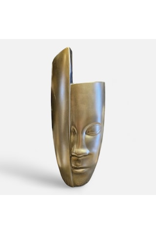Soyut Yüz 40 Cm Bronz Vazo