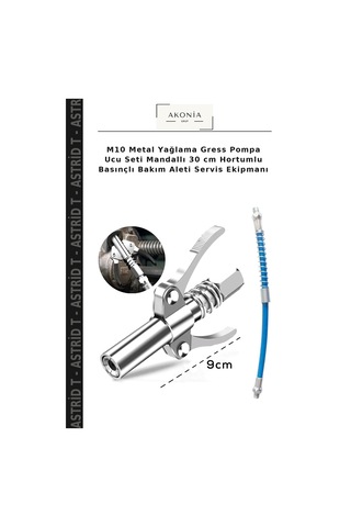 M10 Metal Yağlama Gress Pompa Ucu Seti Mandallı 30 Cm Hortumlu Basınçlı Bakım Aleti Servis Ekipmanı