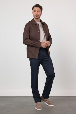 İmza Berberi Yaka Keten Düz Slim Fit Casual Mont 1007260152 Kahverengi