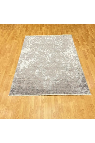 Şemşiye Motifli 160 X 230 Bambu Yün Halı Gri