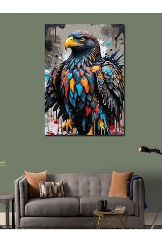 Kanvas Tablo Kartal Renkli Boyama 50cmx70cm