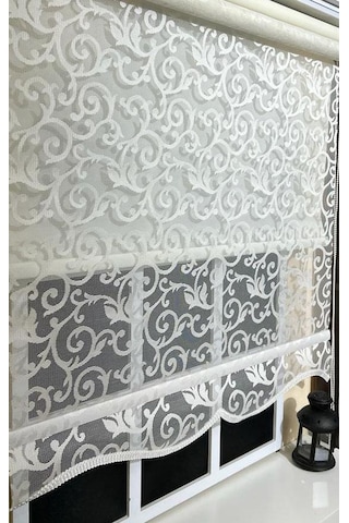 Çift Mekanizmalı Kirli Beyaz Tül Perde Ve Ekru Stor Perde Stb-103