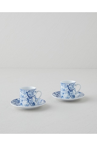 English Home Liana Porselen 4 Parça 2 Kişilik Kahve Fincan Takımı 80 Ml Lacivert-beyaz Lacivert-beyaz