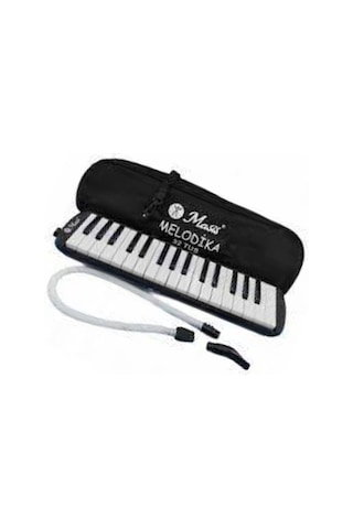 Siyah Melodika 32 Tuş Bez Çantalı 1 Adet Masis 32 Tuşlu Melodika
