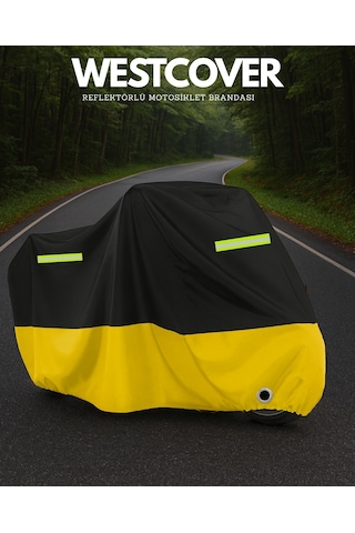 Çelik Motor Cup 110 Uyumlu Motosiklet Brandası Sarı Siyah Reflektörlü Motor Örtüsü