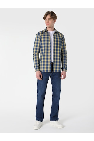 Colin's Slim Fit Kareli Mavi Erkek Uzun Kol Gömlek CL1061650_Q1.V1_INV