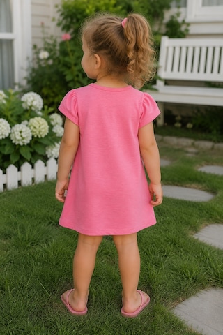 Babyhola Little Love %100 Pamuk Penye Kız Çocuk Yazlık Elbise 229199 Pembe
